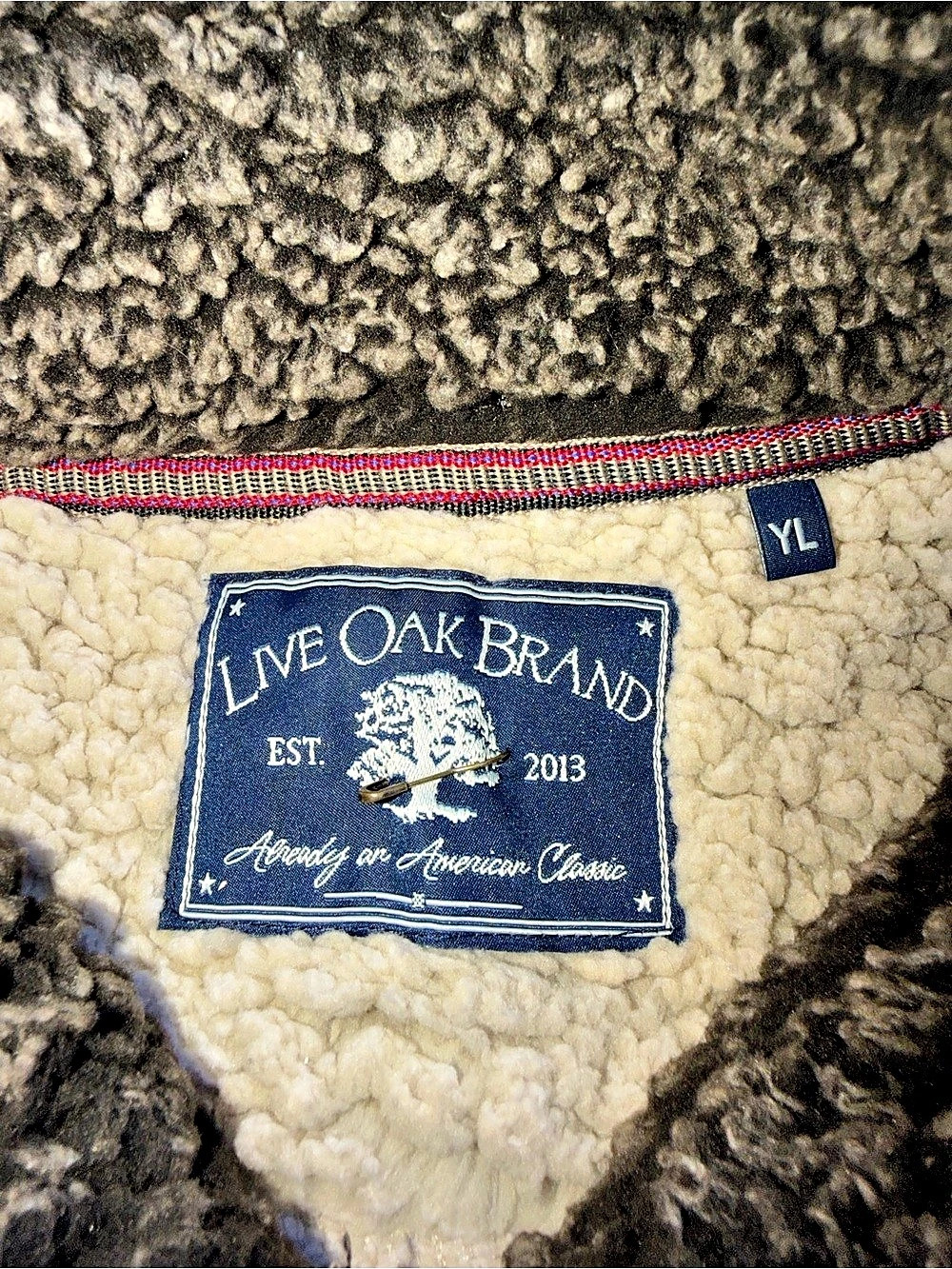 Live Oak Brand Quarter-Zip Sherpa Fleece Pullover White Youth Large - Picture 3 of 3